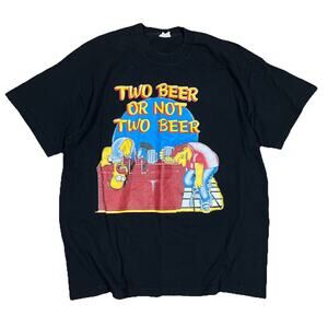 Vintage The Simpsons Two Beer Or Not Two Beer T Shirt Sz XL Black Odessa A’Zion
